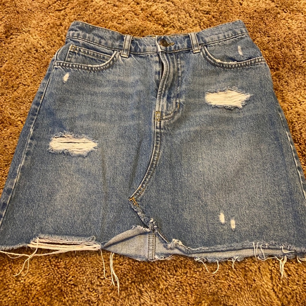 Free People High Waisted Denim Skirt